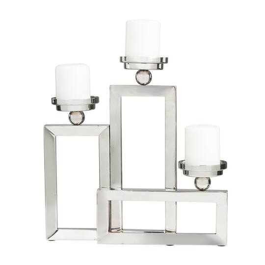 16" Silver Stainless Steel Rectangular Candelabra